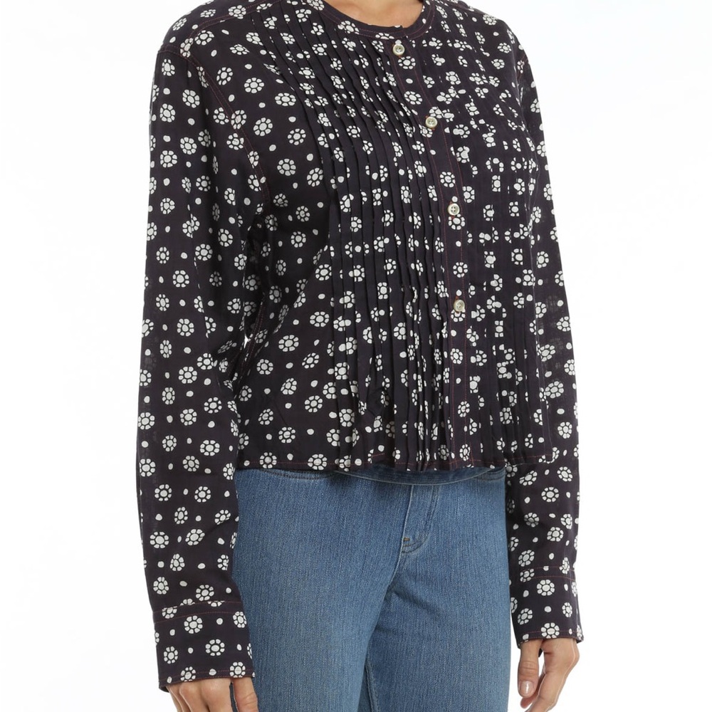 Isabel Marant Etoile Navy Floral Pleated Blouse size 38